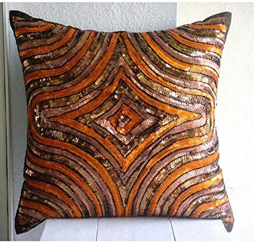 Amazon Com The Homecentric Designer Orange Pillow Shams Sequins