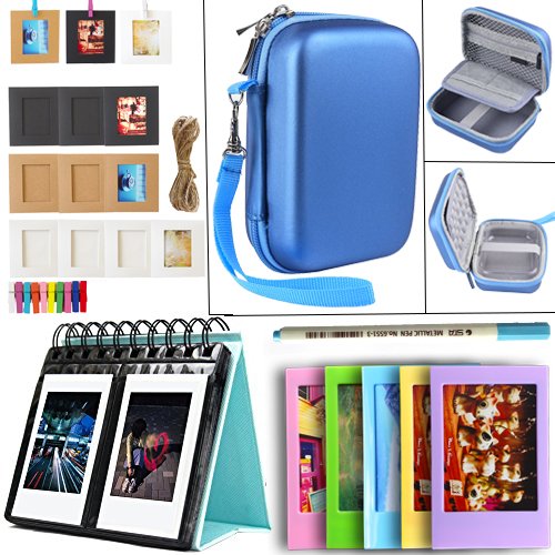SAIKA HP Sprocket and Polaroid Zip Instant Printer Accessories - HP Sprocket Portable Photo Printer Case, Photo Album, Wall Hanging Frame, Table Frame and Paintbrush - Blue