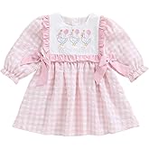 mlpeerw Toddler Baby Girl Fall Outfits Cake Embroidery Smocked Dress Long Sleeve Birthday Girl Dress Cute Smash Cake Clothes