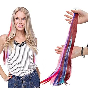 2255cm Sego Extensoines De Cabello Clip Colores 10pcs Mechas Postizas Para Niñas Muñecas 10 Colores Diferentes Pelo Sintético Se Ve Natural