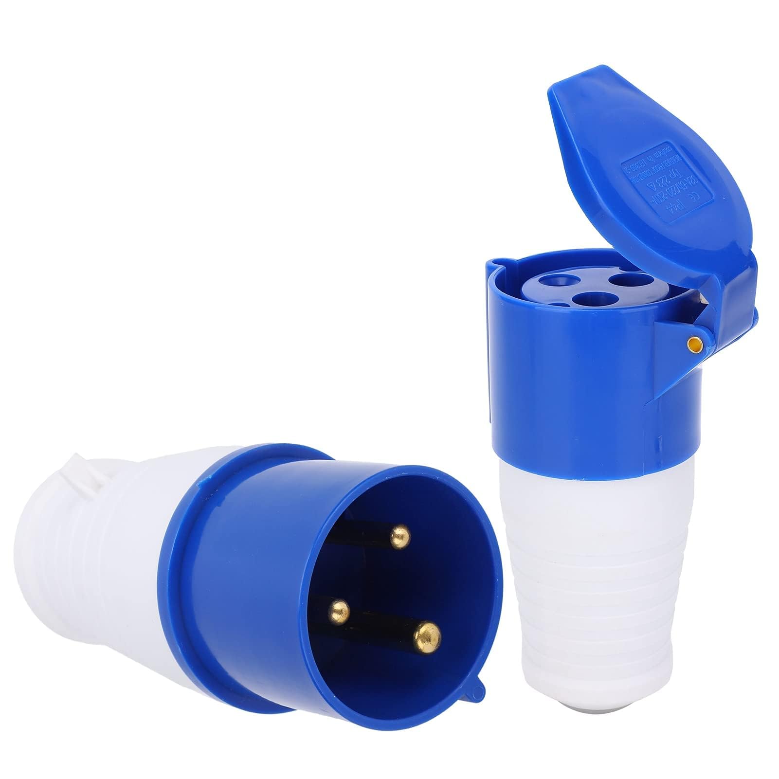 GAESHOW 2Pcs 32 Amp Plug, 32Amp Industrial Connector 1‑Phase 3 Pin Industrial Plug, Waterproof Plug Socket 220‑250V 2P+E, Male And Female Locking Plug Socket for Industry Agriculture Airports Docks