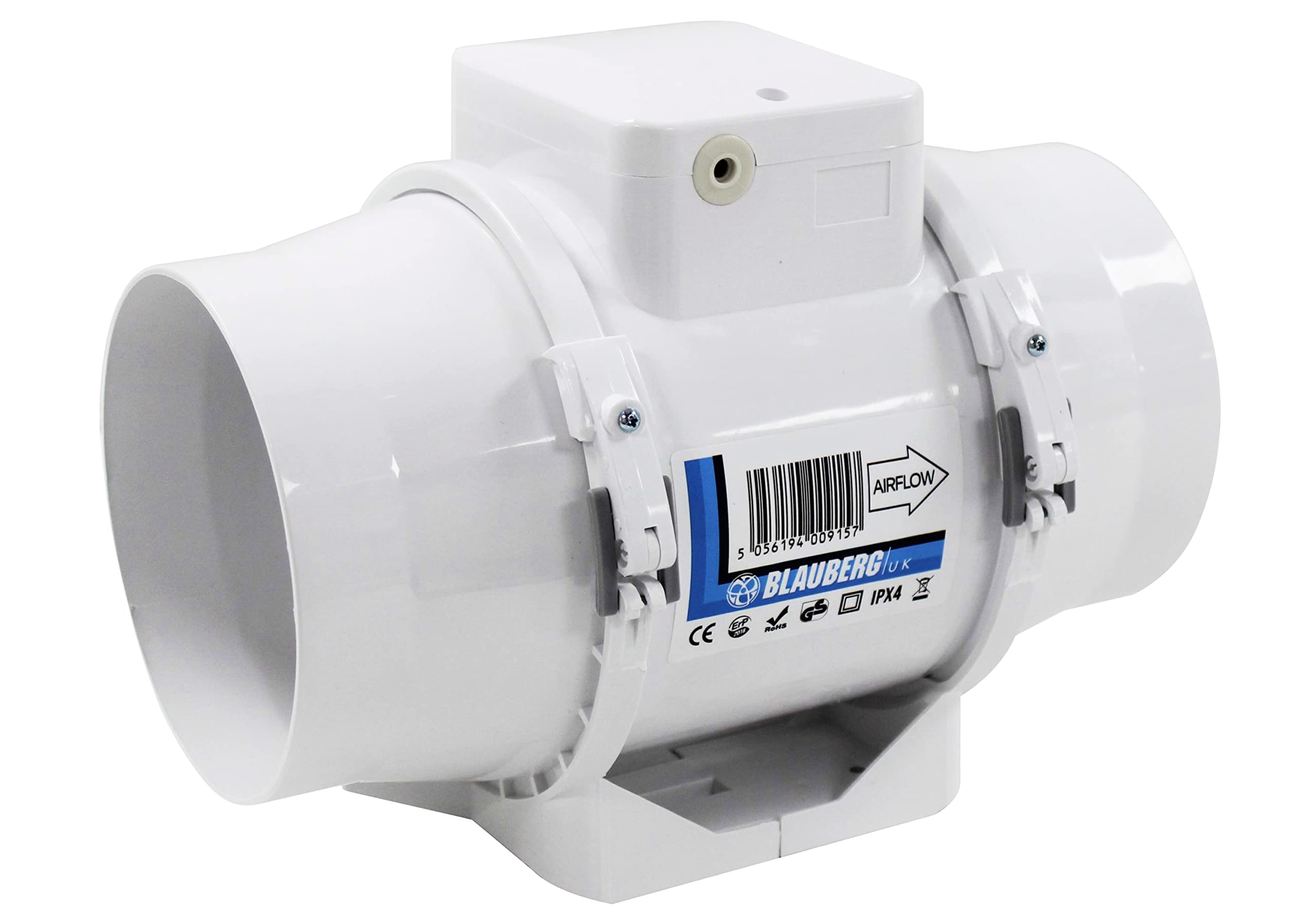 Blauberg UK 125 mm 5 inch diameter Bathroom Inline Extractor Fan Toilet Loft Mounted Powerful Ventilation Damp Control Shower Ceiling