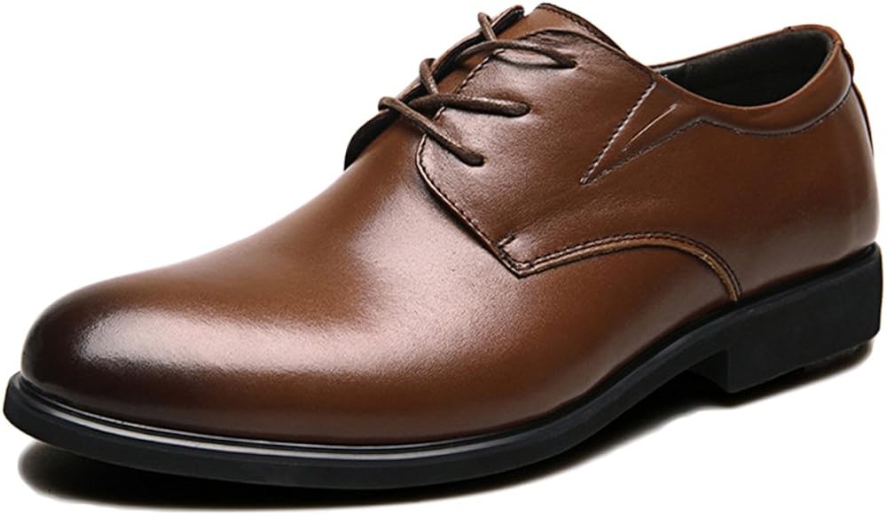 Zapatos De Cuero Marrón Hombre Zapatos De Negocios con Cordones Brogue De Boda Zapatos De Hombre