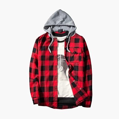 plaid shirt and hoodie