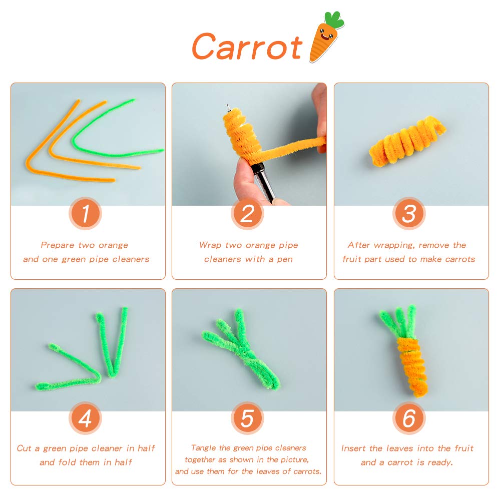 100 Pieces Pipe Cleaners Chenille Stem, Orange Pipe Cleaners Set for DIY Arts Crafts Decorations, Chenille Stems (Orange)