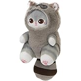 CNAANA Cute Red Panda Cat Plush Keychain – Soft Plush Pendant for Backpack and Purse, Adorable Keychain Gift Option (Gray)