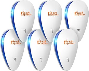 HOSOLO Ultrasonic Pest Repeller 6 Packs, 2020 Newest Electronic Indoor Plug in for Mosquito, Spider, Mice, Ant, Insects, Roaches, Rodent,100% Safe for Kids and Pet