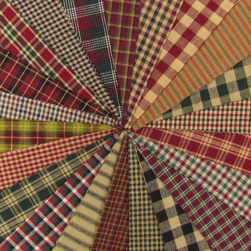 40 Rustic Christmas Charm Pack, 6 inch Precut Cotton Homespun Fabric Squares by JCS