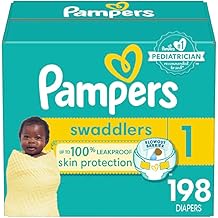 Pampers Swaddlers Diapers, Size 1 (8-14 lbs), 198 Count, Absorbent, Keeps Baby Dry and Comfortable, Skin Safe Disposable Baby