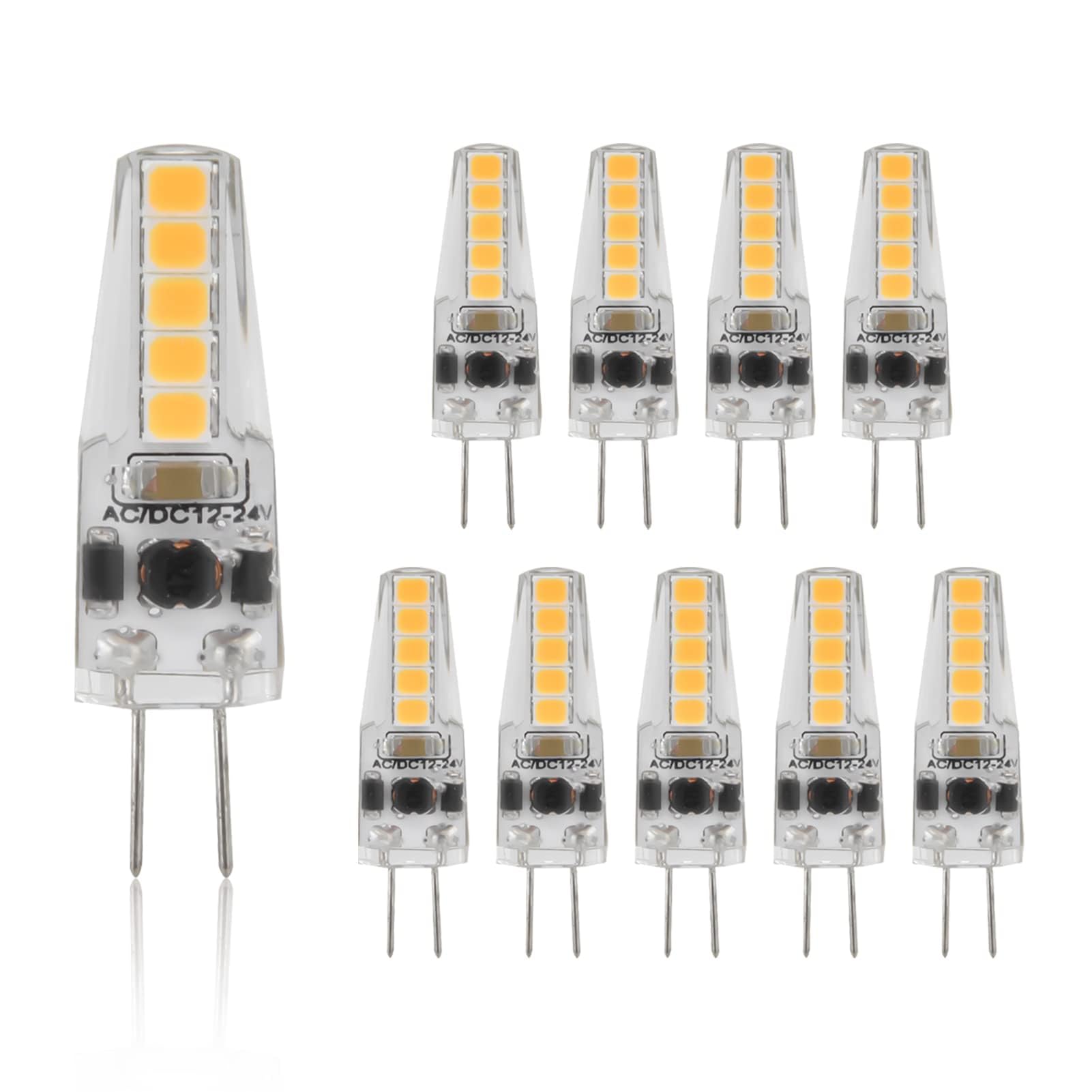 10pcs G4 LED Bulbs - Dimmable Light Bulbs with G4 Bi-Pin Base for Ceiling Lamps, Wall Lamps & Table Lamps