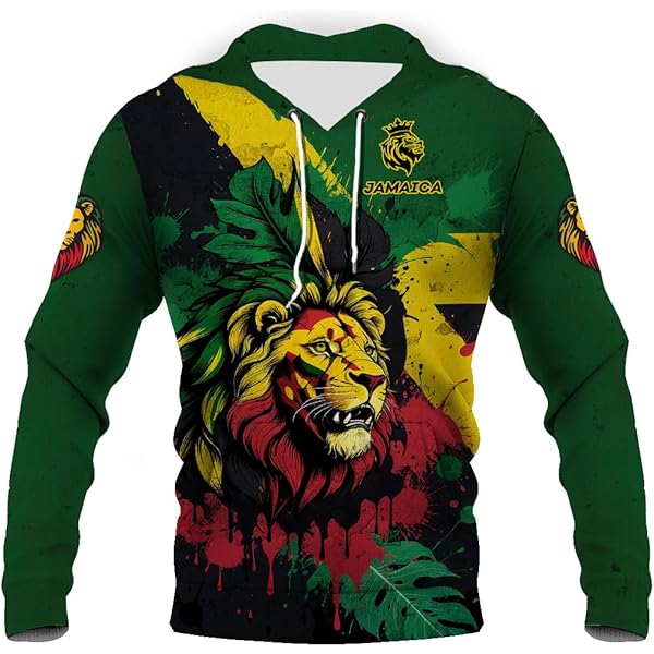 Sweatshirt Décontracté Homme Manches Longues Jamaïque Drapeau