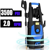 CHAKOR 3500PSI Pressure Washer Electric 2.0GPM 1800W High Power Washer Machine Best for Multi Function with 4 Adjustable Nozzle, Spray Gun, Hose Reel, Brush-Blue