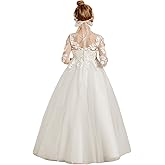Girwem Flower Girls Dresses for Wedding Lace Appliques Birthday Party Gowns First Communnion Dress for Girls PT067