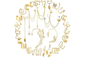 CONGYING 81 Pcs Ear Cuff Helix Cartilage Ear Clip on Wrap Earrings Ear Cuffs for Women Men Non Piercing Ear Clip Fake Earrings Cartilage(Gold/Silver/Black)