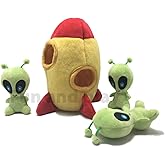 MODERN WAVE - Interactive Squeaky Plush Hide and Seek Squirrel Type Puzzle Toy for Dogs, Small Size (Spaceship and Aliens)