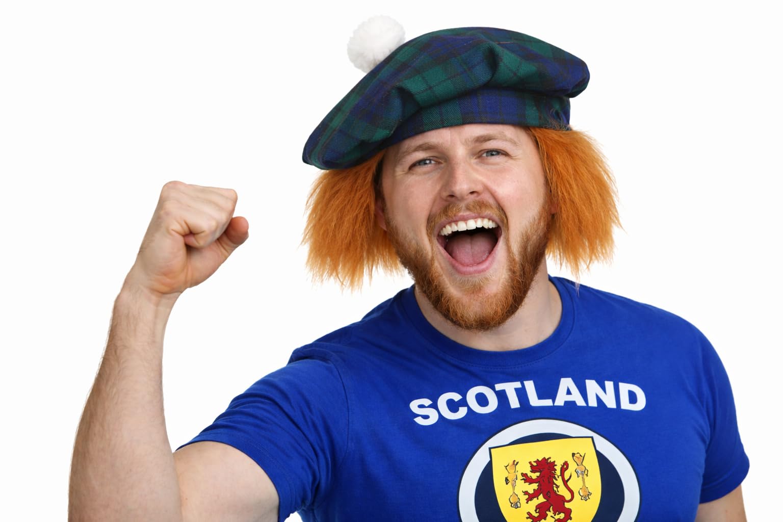 The Dragons Den Adults Tartan Tam O'Shanter Hat With Ginger Hair Scotland Burns Night Hat Fancy Dress [Blackwatch] — image 1