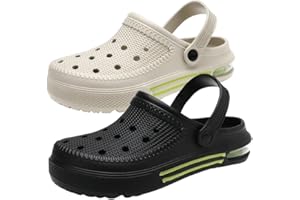 heyun 2 Pairs Slip-on Arch Support Garden Clogs Shoes for Men and Women Comfort Beach Slippers Outdoor Indoor
