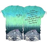 Generic Let Them Misunderstand You Shirt Inspirational Gift Women Positive Letter Print Shirt Vneck Tee, PT