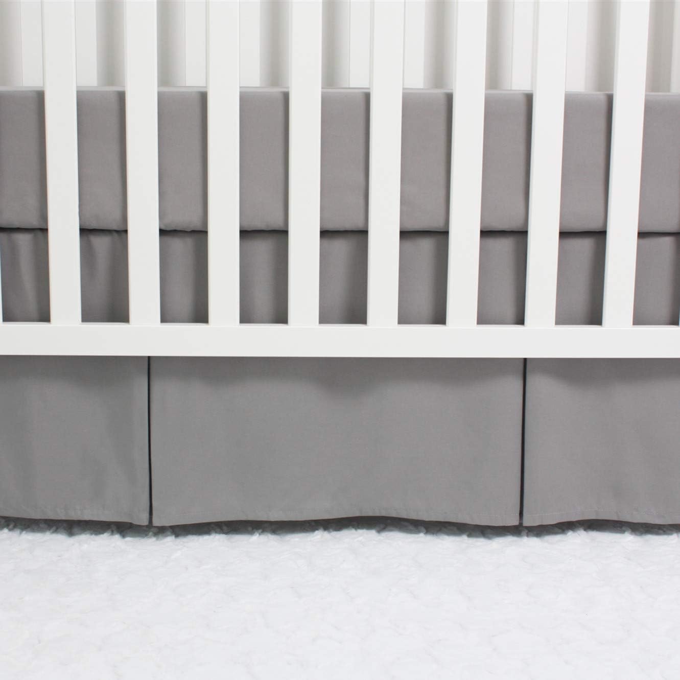 Amazon Com Casaja Microfiber Baby Crib Skirt With Box Pleated Long Sides Soft Breathable Dust Ruffle Fits Standard Crib And Toddler Bed Neutral Color For Baby Boys And Girls 14 Inches Drop Grey
