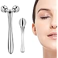BTFCLOTHES Face Eye Roller Facial Roller Massager Facial&Body Beauty Roller Skin Care Tool for Face,Eyes,Neck, Body Slim Reduce Wrinkle Body Tightening Improve Face (Silver Set)