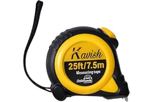 25ft/7.5m Kavish Measuring Tape Auto-Lock, Dual Scale Inch & Metric, Heavy-Duty Rubber Grip, Durable Steel Blade, Professiona