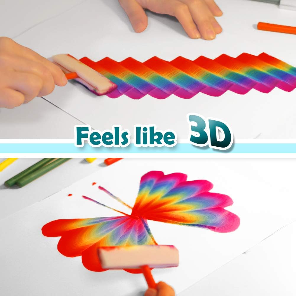 SHEFIZ Gift Watercolor Rainbow Magic Set for Girls and Boys-Kids Art Kit with 6 Sponge Brushes, 6 Count: Arts, Crafts & Sewing