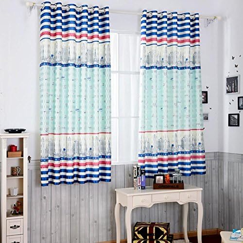 Yuan Futian polyester-cotton blend material Bedroom Darkening Window Curtain Panel printing Insulated Anti-UV Country style Blackout Drapes 1 Piece , A , 300cm200cm/118"78.7"