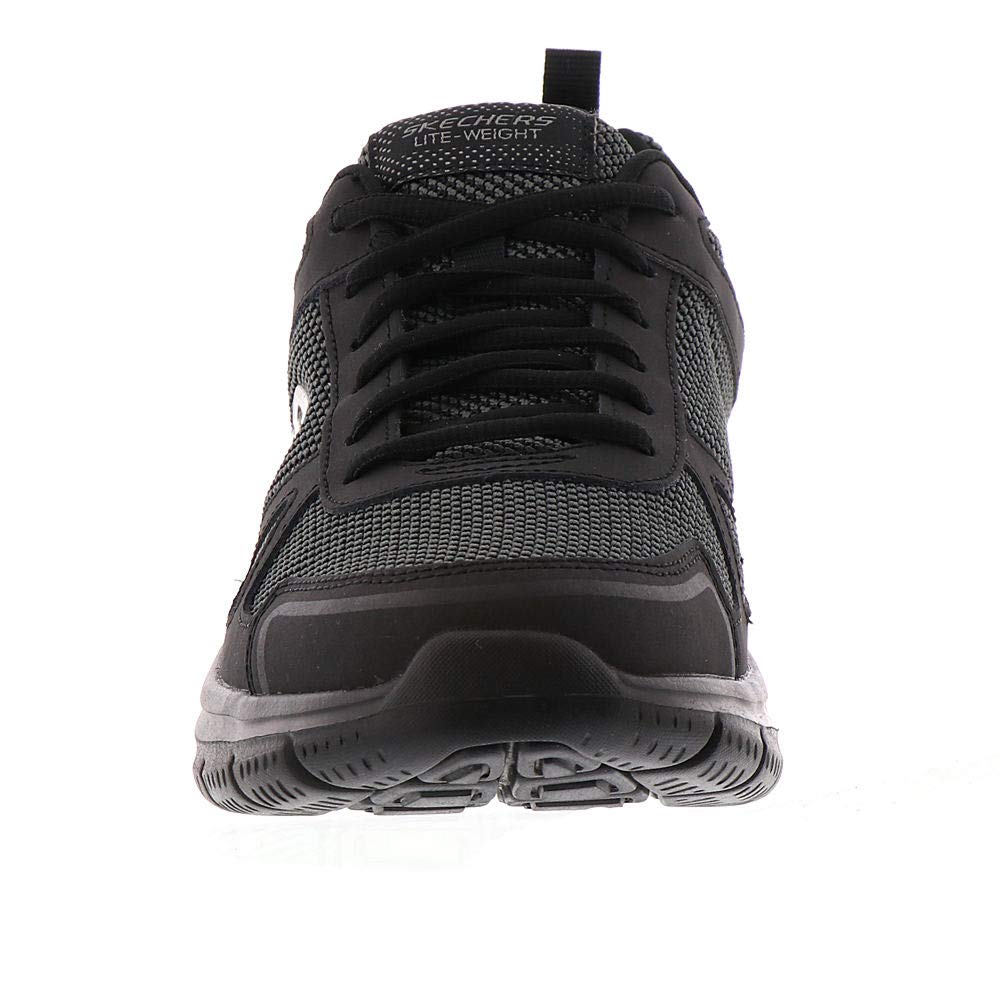 Skechers Herren Track Bucolo Sneakers, Black Leather Mesh Trim, 39 EU 6