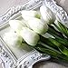Tulip White 10 Pcs SOLEDI PU Real-touch Artificial Flowers for Bridal Bouquet Wedding Living Room Table Home Garden Decoration
