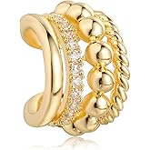 Ear Cuff Earrings for Women Non Piercing Clip On Chunky Earrings Cartilage Wrap Ear Cuffs 14k Gold Plated Cubic Zirconia Hypoallergenic Jewelry Gifts, Single