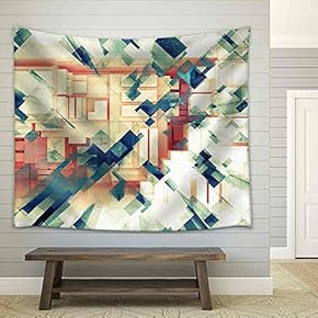 Black Cubes Perspective Pattern Pattern and Old Concrete Texture - Fabric Wall Tapestry Home Decor - 51x60 inches