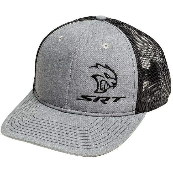Dodge SRT Snapback Trucker Hat – Heather Grey & Black Mesh Cap