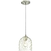 Westinghouse Lighting 6328800 One-Light Indoor Mini Pendant, Brushed Nickel Finish with Clear Hammered Glass
