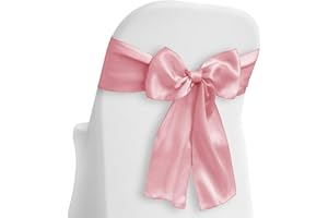 Lann's Linens - 10 Elegant Satin Wedding/Party Chair Cover Sashes/Bows - Ribbon Tie Back Sash - Pink