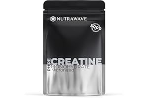 Nutrawave PURE CREATINE Monohydrate Powder 5000mg per scoop, 60 Servings, Micronized for Better Absorption, Improved Strength