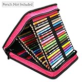 YOUSHARES 120 Slots Standable Oxford Large Zipper Colored Pencil Case with Handle Strap, Red