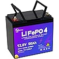 12V 50Ah Lithium Battery, Rechargeable LiFePO4 Battery with Built-in 50A BMS Board, 5000+ Deep Cycles, Perfect for RV, Solar System, Fishing Boat, Camper and Off Grid Applications
