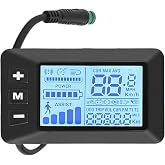 E-Bike LCD Display Monitor 24V 36V 48V Electric Bike Computer Screen with Waterproof 5 Pin Interface Cable for Handlebar Mount Black ABS Material