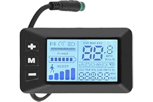 E-Bike LCD Display Monitor 24V 36V 48V Electric Bike Computer Screen with Waterproof 5 Pin Interface Cable for Handlebar Moun