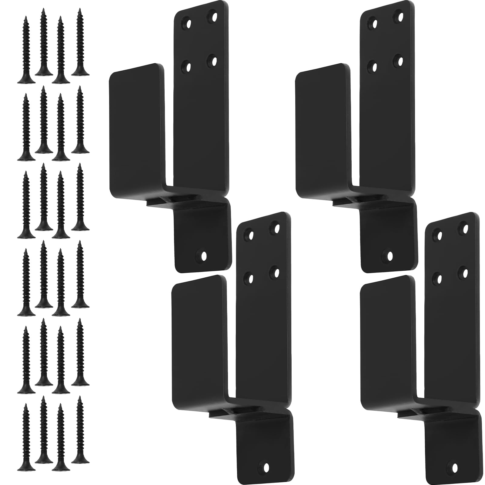 4Pcs Door Barricade Brackets for 2x4 Lumber Carbon Steel Door Bar Holder Security Door Locks Brackets Reinforcement for Home Barn Garage Gate(black)