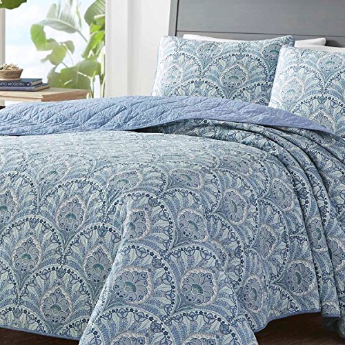 Tommy Bahama Sea Sparkle Quilt Set, Full/Queen, Medium Blue