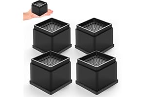 Sunifier 4 Pack Bed Risers Heavy Duty Adjustable 2 inch, Stackable Furniture Risers Up to 5000 LBs, Table Couch Sofa Lifts Risers for Frame Legs (Black,2 inch)