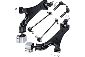 Detroit Axle - Front End 6pc Suspension Kit for 2010-2017 Chevy Equinox GMC Terrain 2 Lower Control Arms w/Ball Joints 2 Sway Bar Links 2 Outer Tie Rods 2011 2012 2013 2014 2015 2016 Replacement