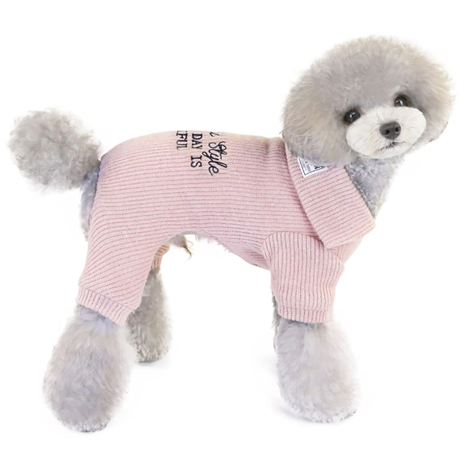 Dog Sweater Dog Clothes Fleece Dog Woolen Sweater Winter Warm Sweat Shirt 4 Legs Jumpsuit Simple Fleece Sweater for Small Dog Medium Dog Cat Pink XL