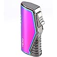 VEXO-Unique Torch Lighter Triple 3 Jet Flame Butane Lighter with Gas Window, Refillable and Windproof Butane Fuel Lighter, Great Gift Idea (Butane NOT Included) (Rainbow)