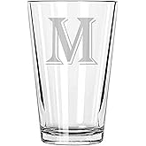 alankathy mug Beer glass 16 oz pint Monogram (M)