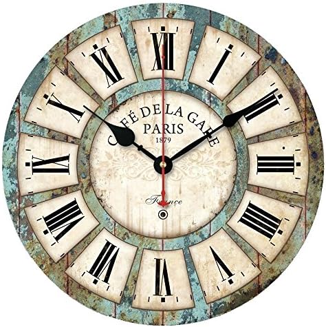 European Style Vintage Creative Round Wood Wall Clock Quartz Bracket Clock