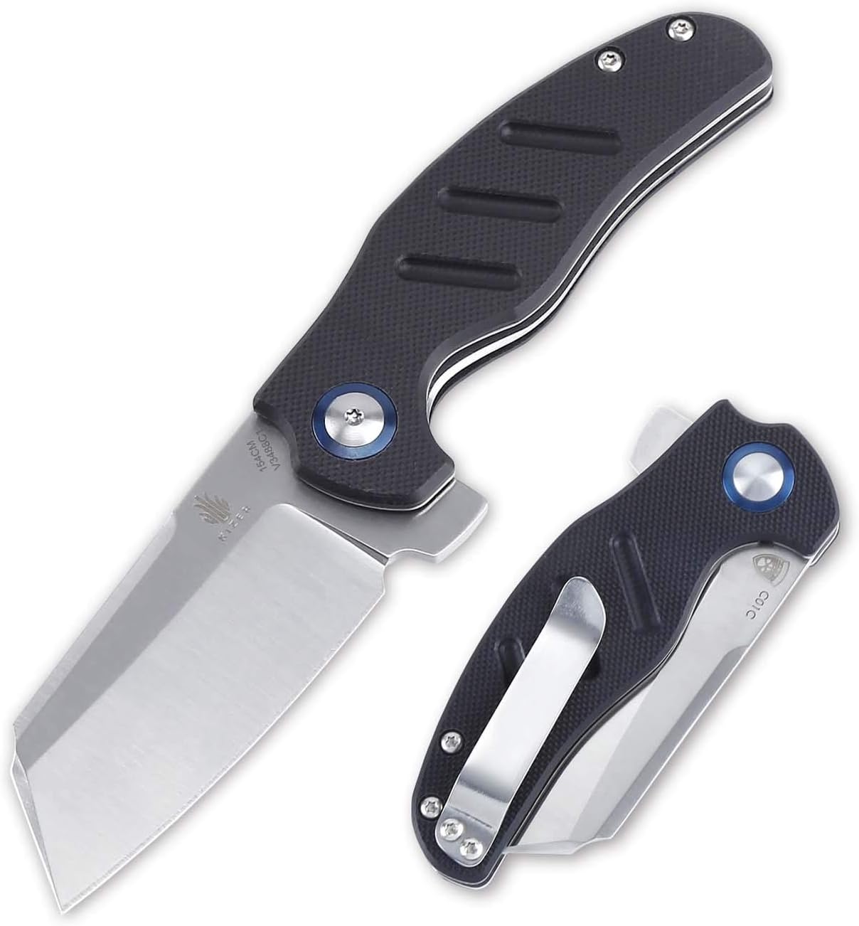 KIZER Knives Pocket Knife with Clip G10 Handles Material EDC Folding knife Sheepdog V3488 (Black)