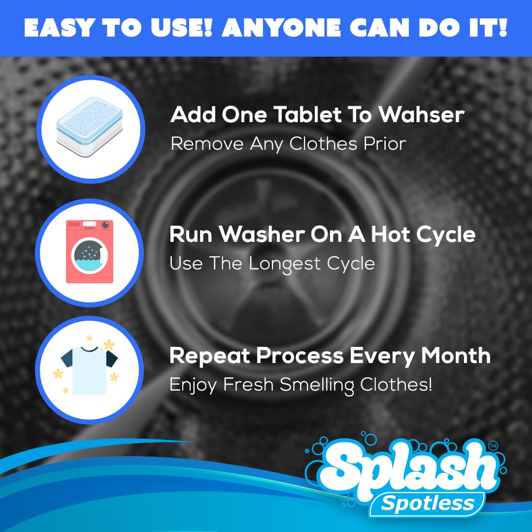 Generic Splash Spotless Washing Machine Cleaner for HE Front Load & Top Load Washers, 6 Count (Pack of 1)