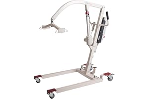 Hi-Fortune Patient Lift Electric Unfoldable Hydraulic Body Transfer for Home Use Seniors Easy-Assembly, Battery-Powered, 400lb Weight Capacity with Medium U-Sling, White, 1 Count (Pack of 1)